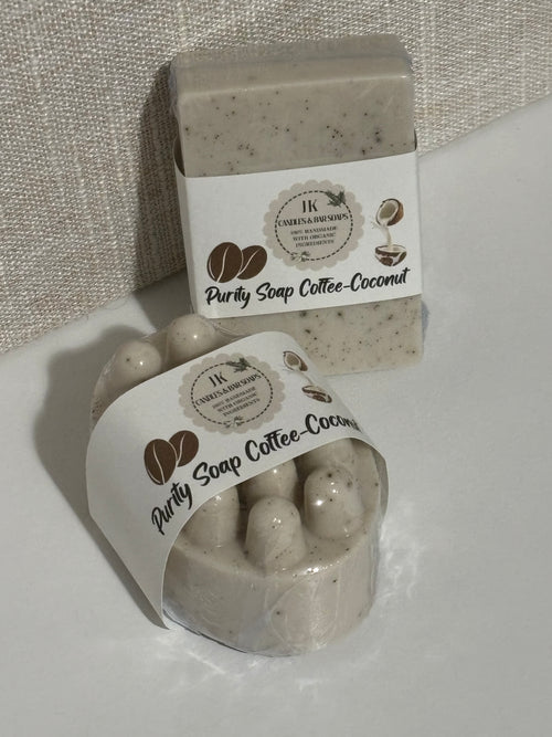 Coffee and Coconut Milk Soaps. Massager and square.Set of 2