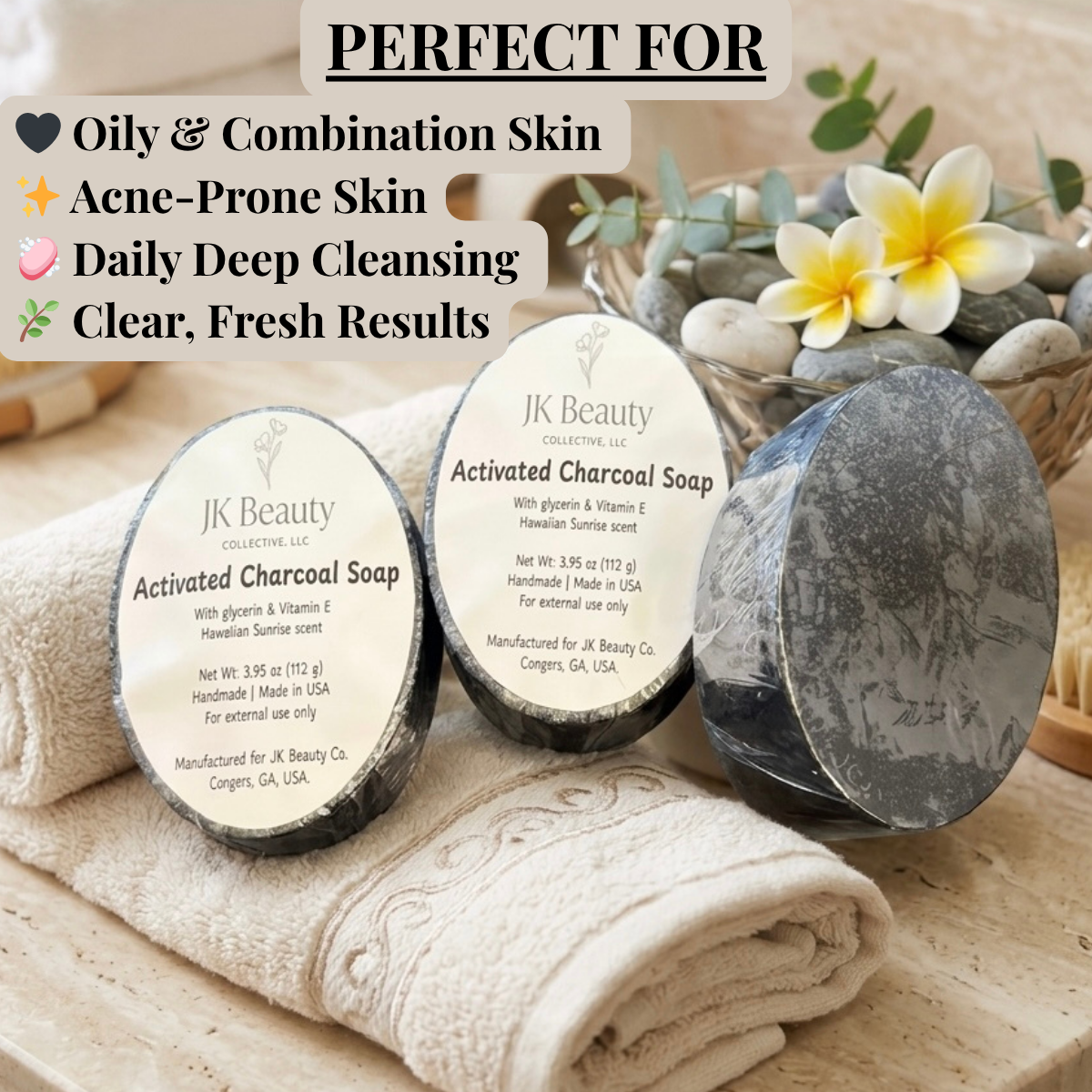 🖤Activated Charcoal Oval Soap (3 pack)