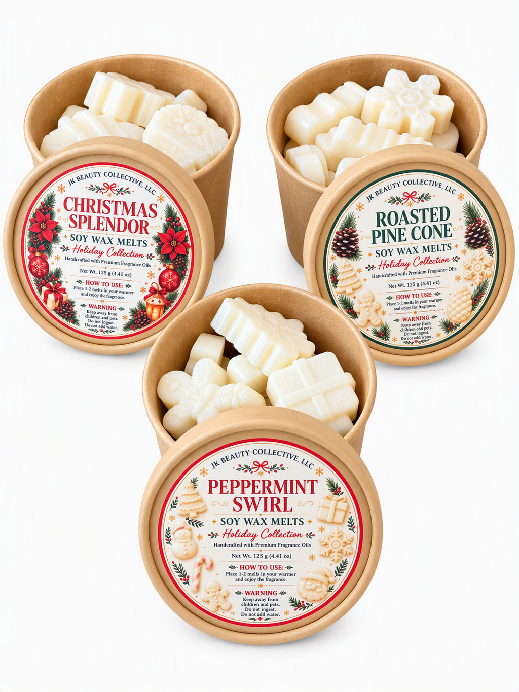 JK Beauty Collective Holiday Collection Soy Wax Melts Gift Set – 3 Pack