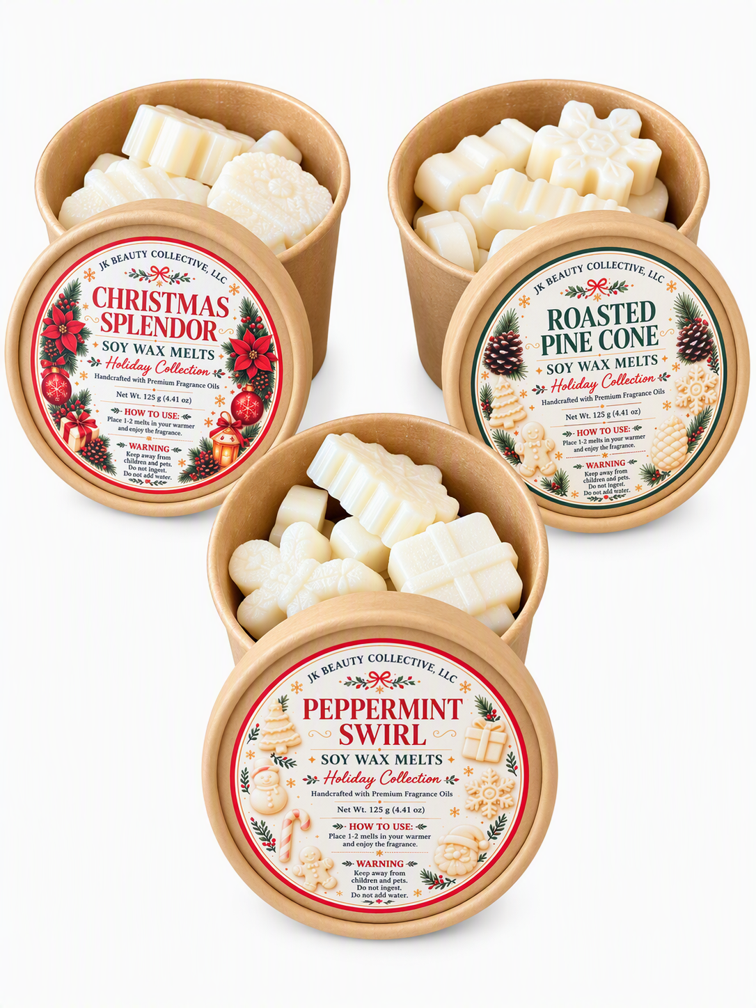 JK Beauty Collective Holiday Collection Soy Wax Melts Gift Set – 3 Pack
