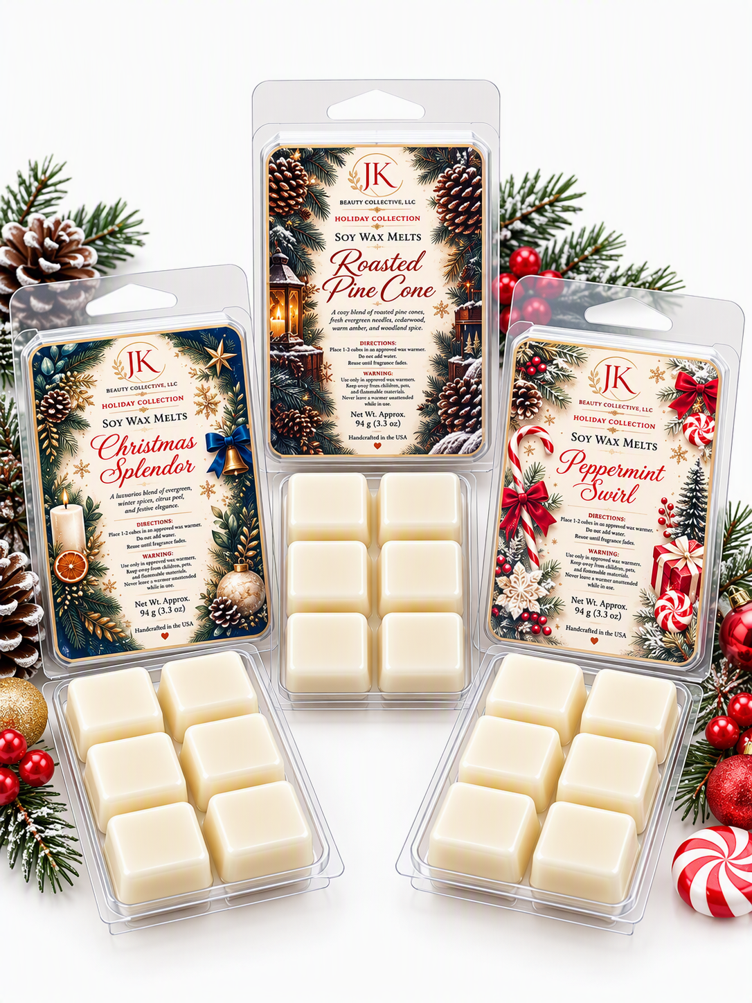 Holiday Collection Soy Wax Melts Gift Set | 3 Seasonal Fragrances