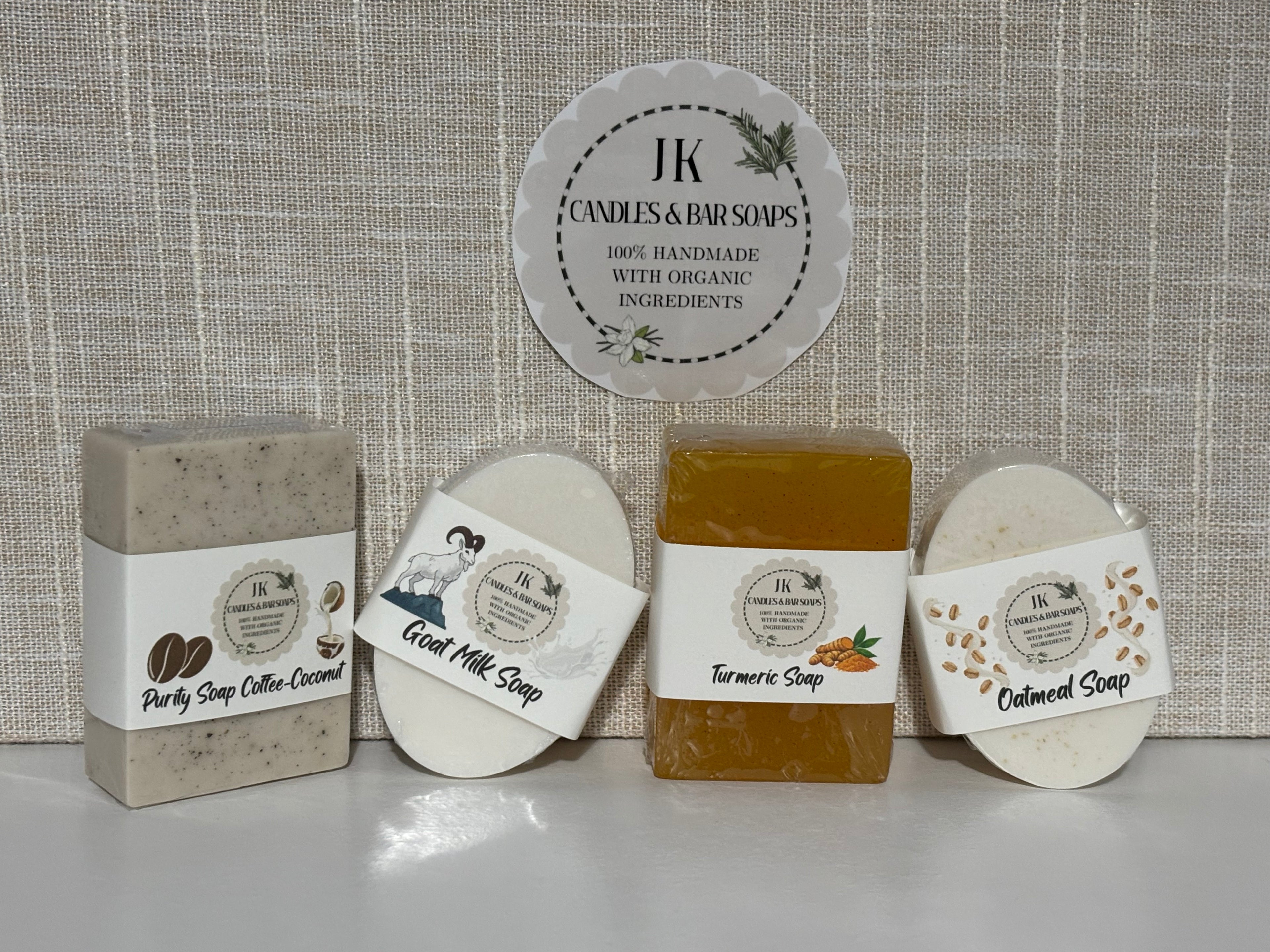 4‑Bar Natural Soap Set – Coffee Coconut, Turmeric, Oatmeal & Goat Milk