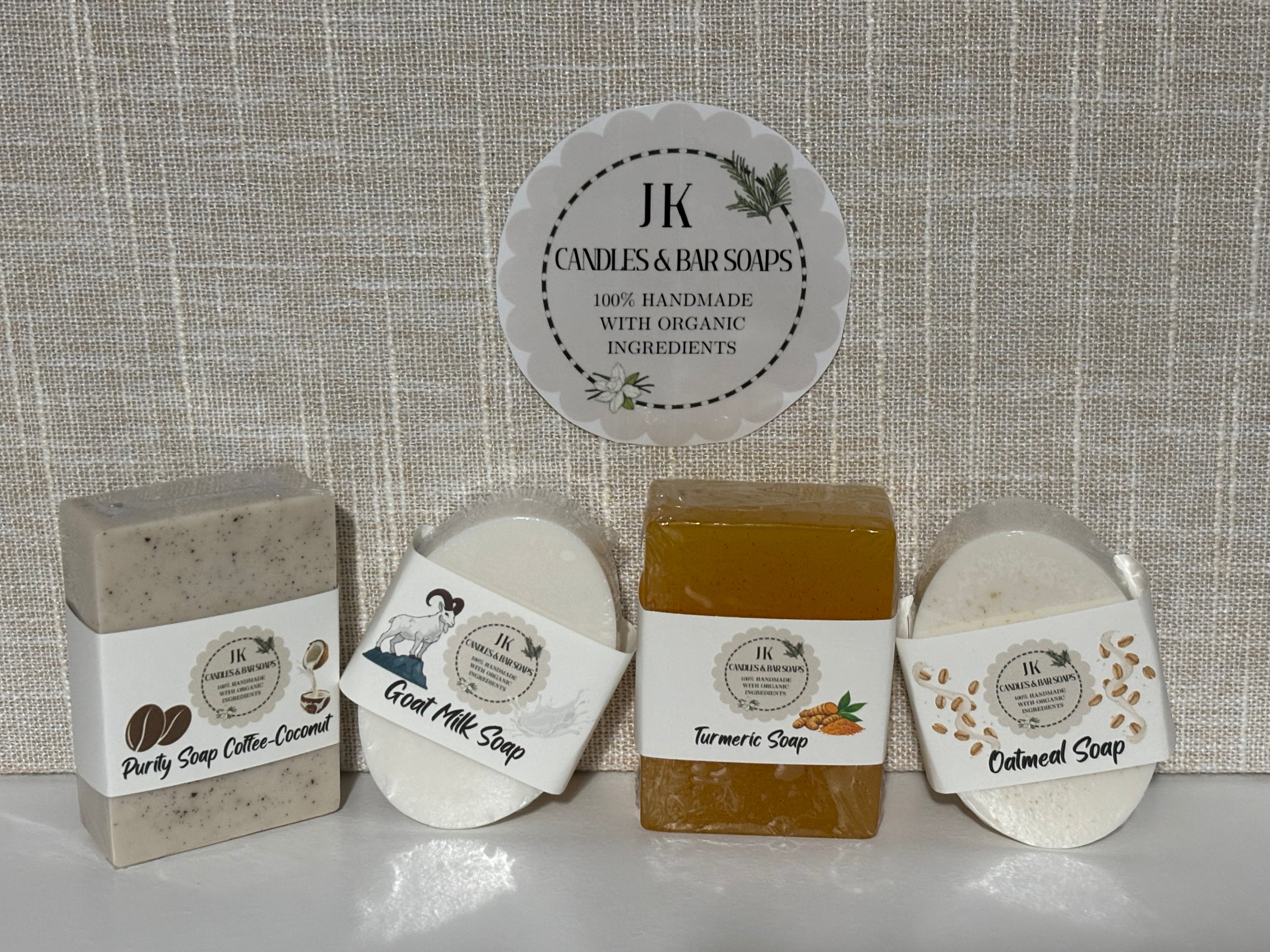 4‑Bar Natural Soap Set – Coffee Coconut, Turmeric, Oatmeal & Goat Milk