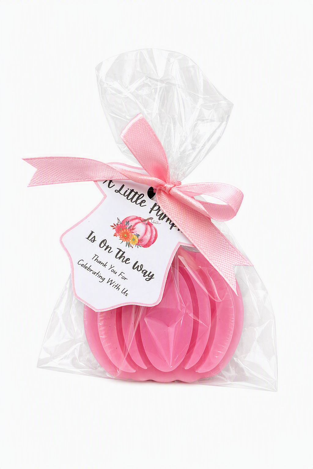 🎃 Pink Pumpkin Glycerin Soap Baby Shower Favor Kit (Set of 25)