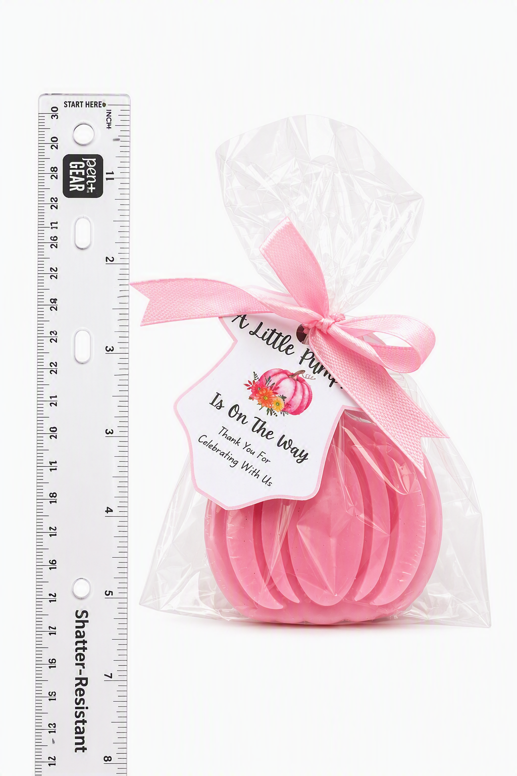 🎃 Pink Pumpkin Glycerin Soap Baby Shower Favor Kit (Set of 25)