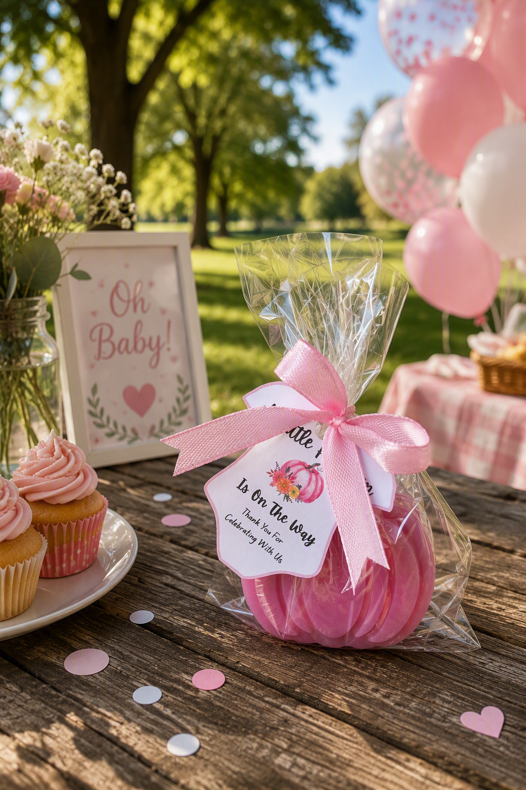 🎃 Pink Pumpkin Glycerin Soap Baby Shower Favor Kit (Set of 25)