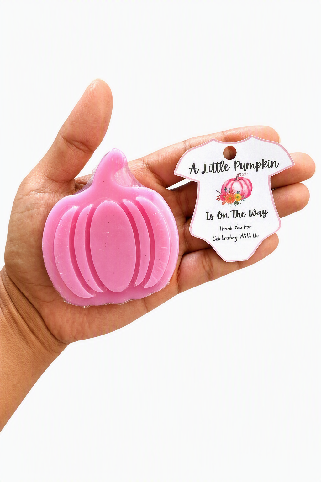 🎃 Pink Pumpkin Glycerin Soap Baby Shower Favor Kit (Set of 25)