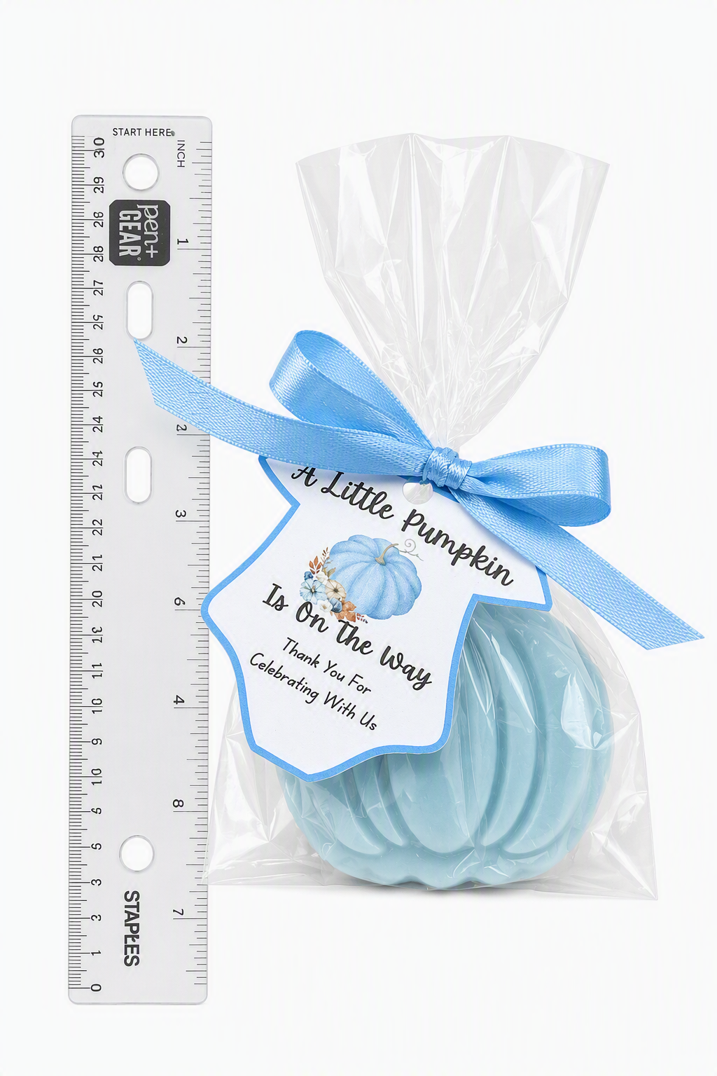 🎃 Blue Pumpkin Glycerin Soap Baby Shower Favor Kit (Set of 25)