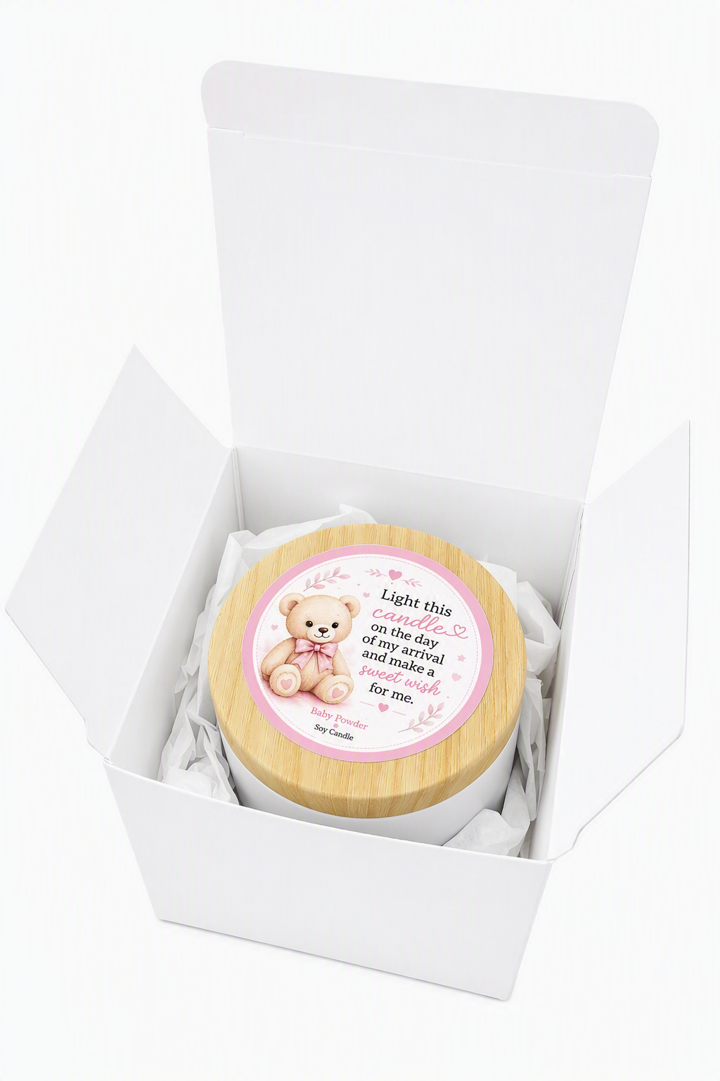🩷 Teddy Bear Baby Shower Candle Favor Kit for Girls (Set of 25)