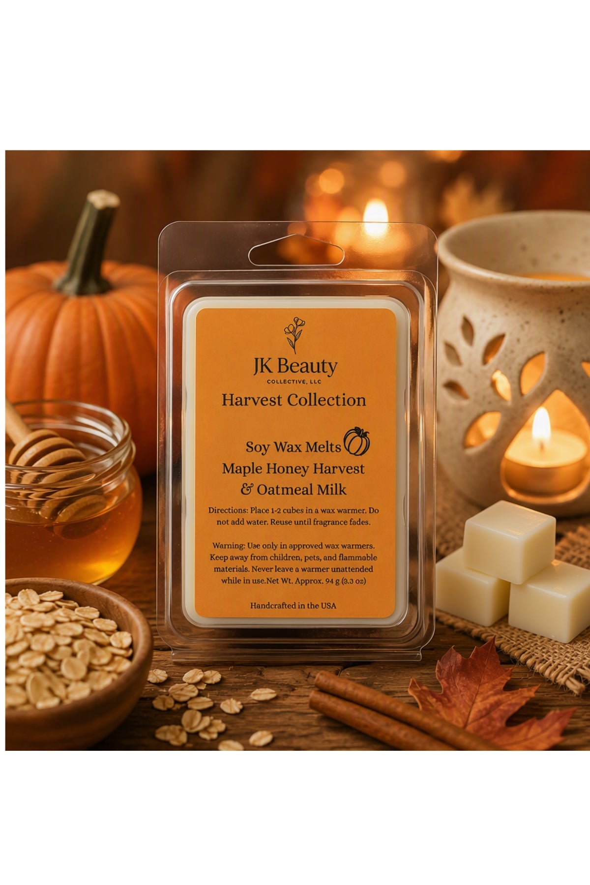 🍯 Maple Honey Harvest & Oatmeal Milk Soy Wax Melt Cubes | Harvest Collection | 3.3 oz