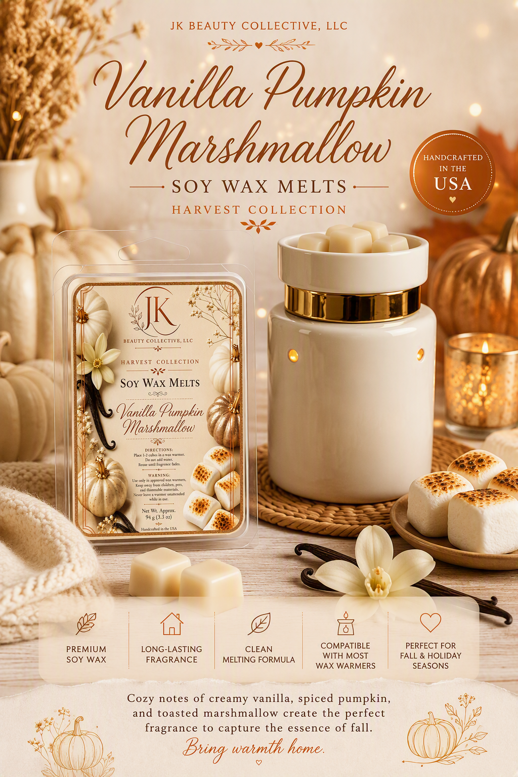 Vanilla Pumpkin Marshmallow Soy Wax Melts
