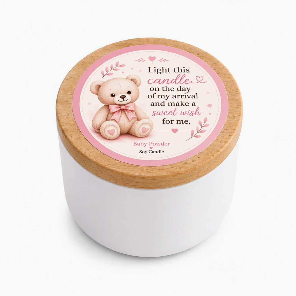 🩷 Teddy Bear Baby Shower Candle Favor Kit for Girls (Set of 25)