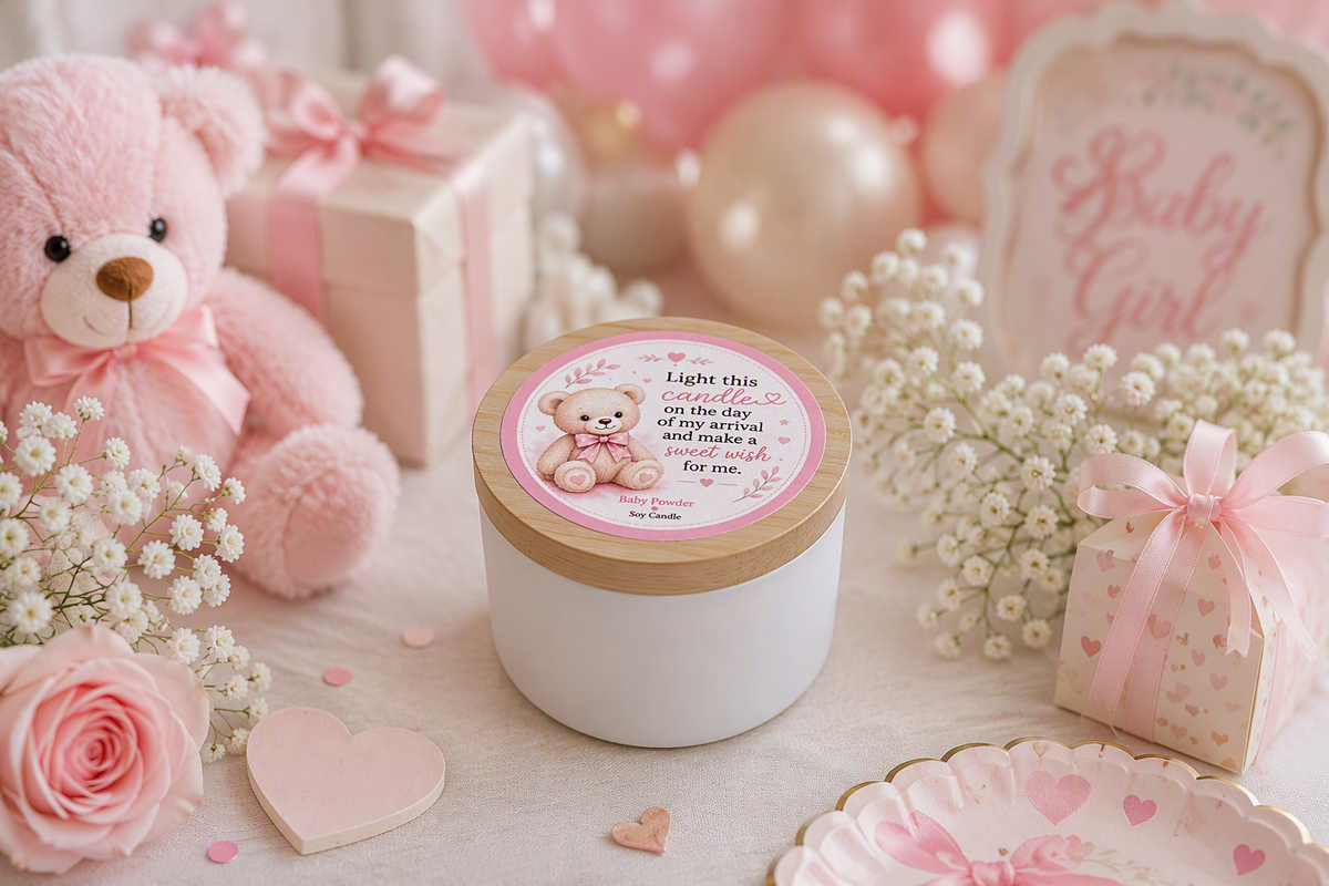 🩷 Teddy Bear Baby Shower Candle Favor Kit for Girls (Set of 25)