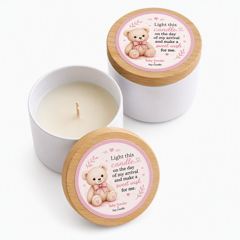 🩷 Teddy Bear Baby Shower Candle Favor Kit for Girls (Set of 25)