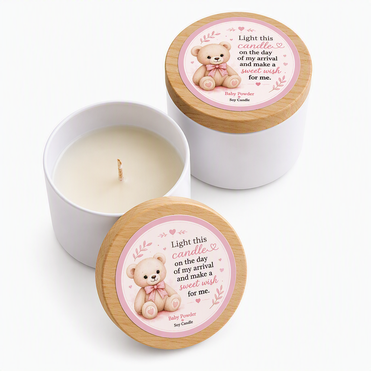 🩷 Teddy Bear Baby Shower Candle Favor Kit for Girls (Set of 25)